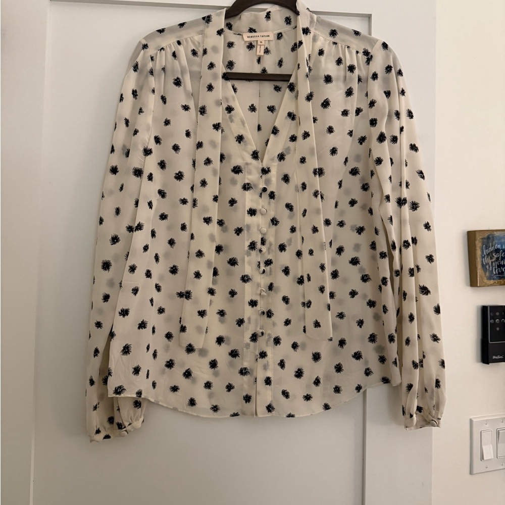 White and Black Patterned Women's Top